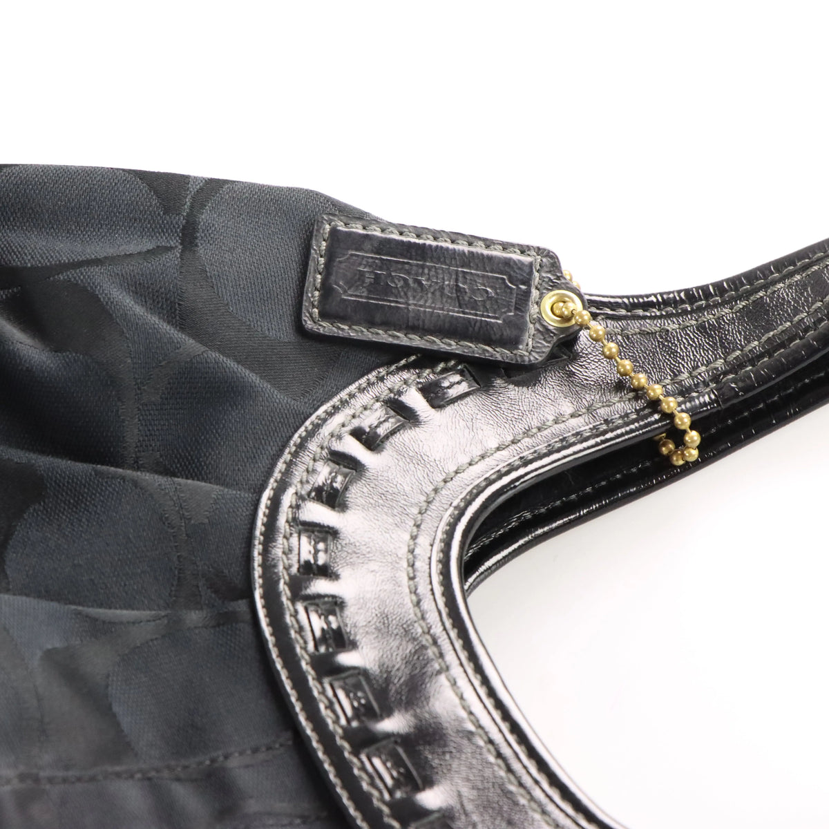Vintage COACH K0826 Black & Gold Clutch Pleated Shoulder Hobo bag