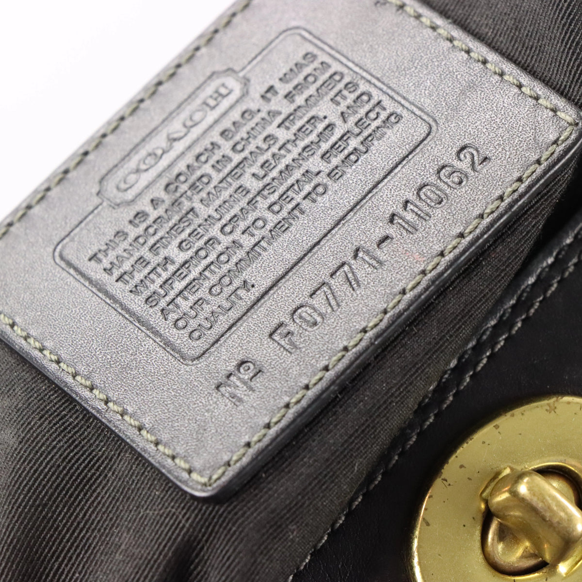 Vintage COACH F0771 Turnlock Black & Gold Shoulder Bag