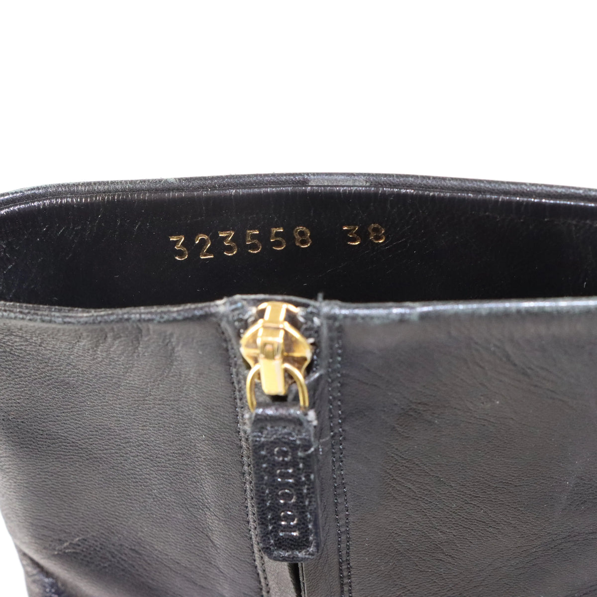Vintage GUCCI Italian Made Black Leather Ankle Boot Stiletto Heels (38)