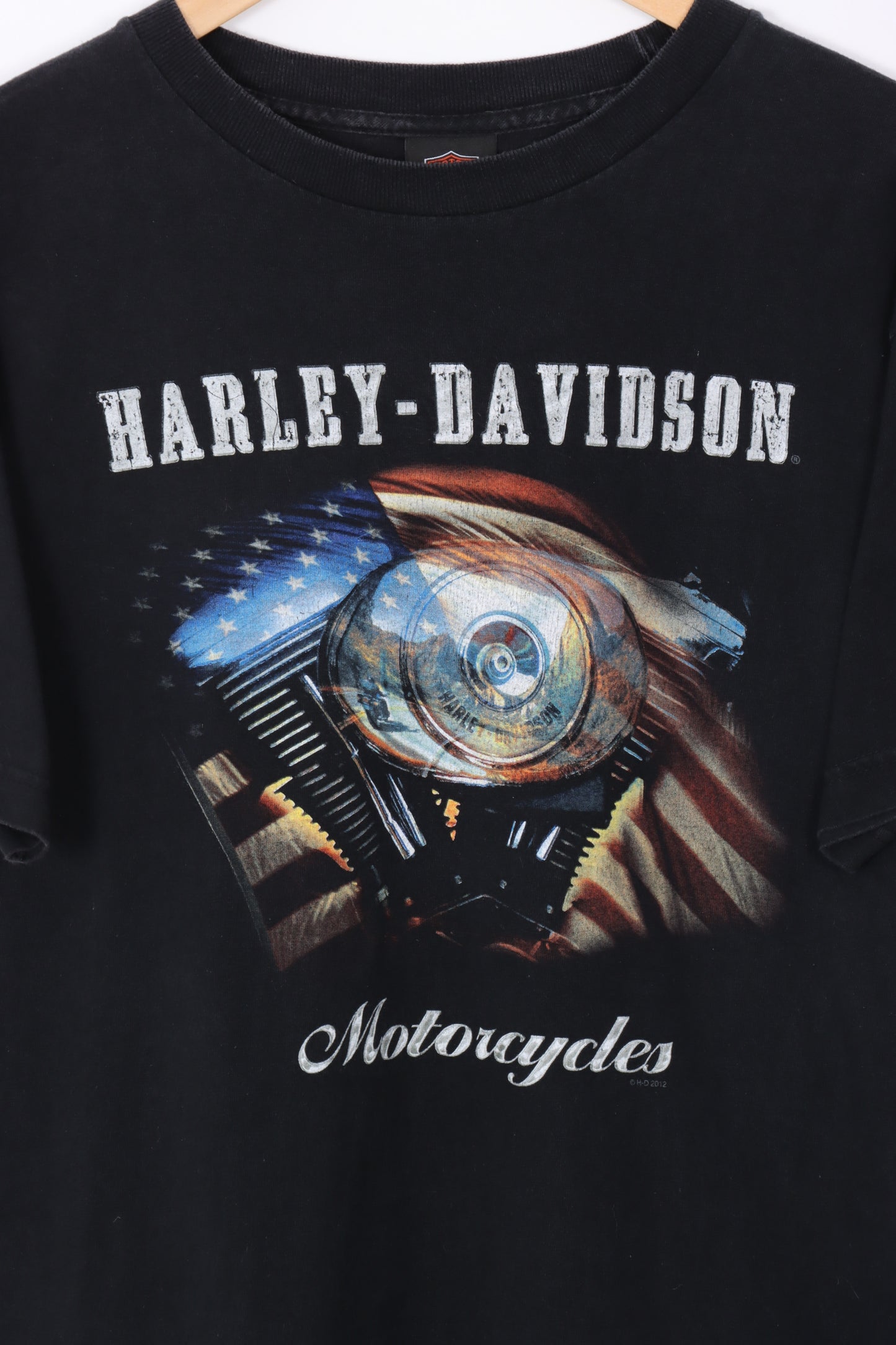 HARLEY DAVIDSON Gowanda New York Flag & Engine Graphic Tee (S-M)