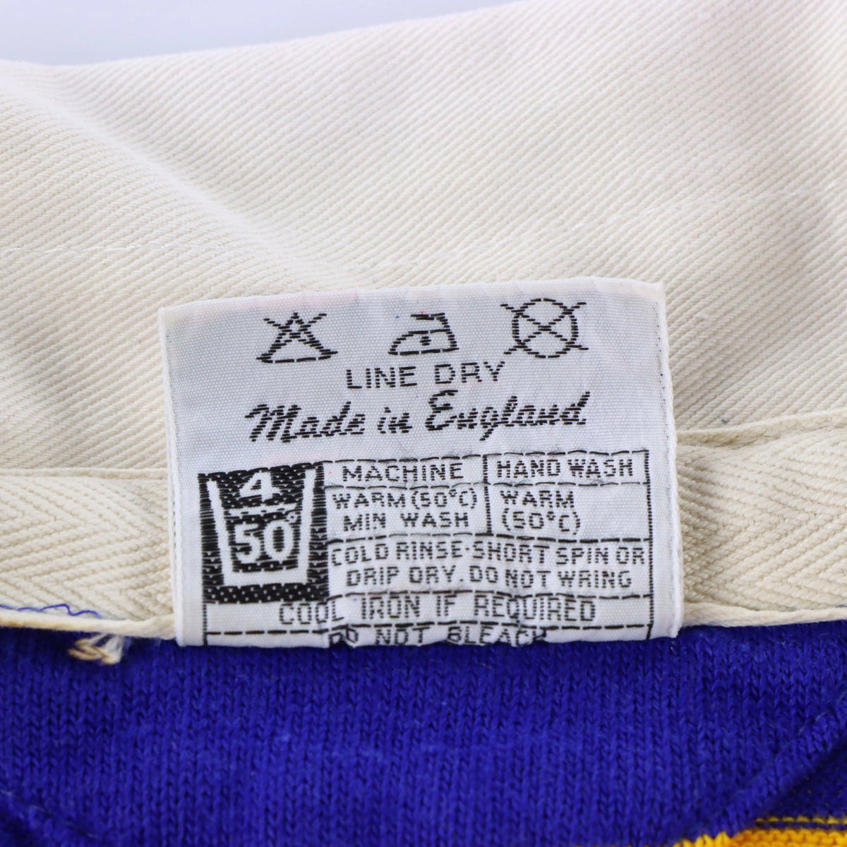 Vintage English Made Blue & Yellow Single Stitch EUROPA Knit Rugby Jumper (M TALL)