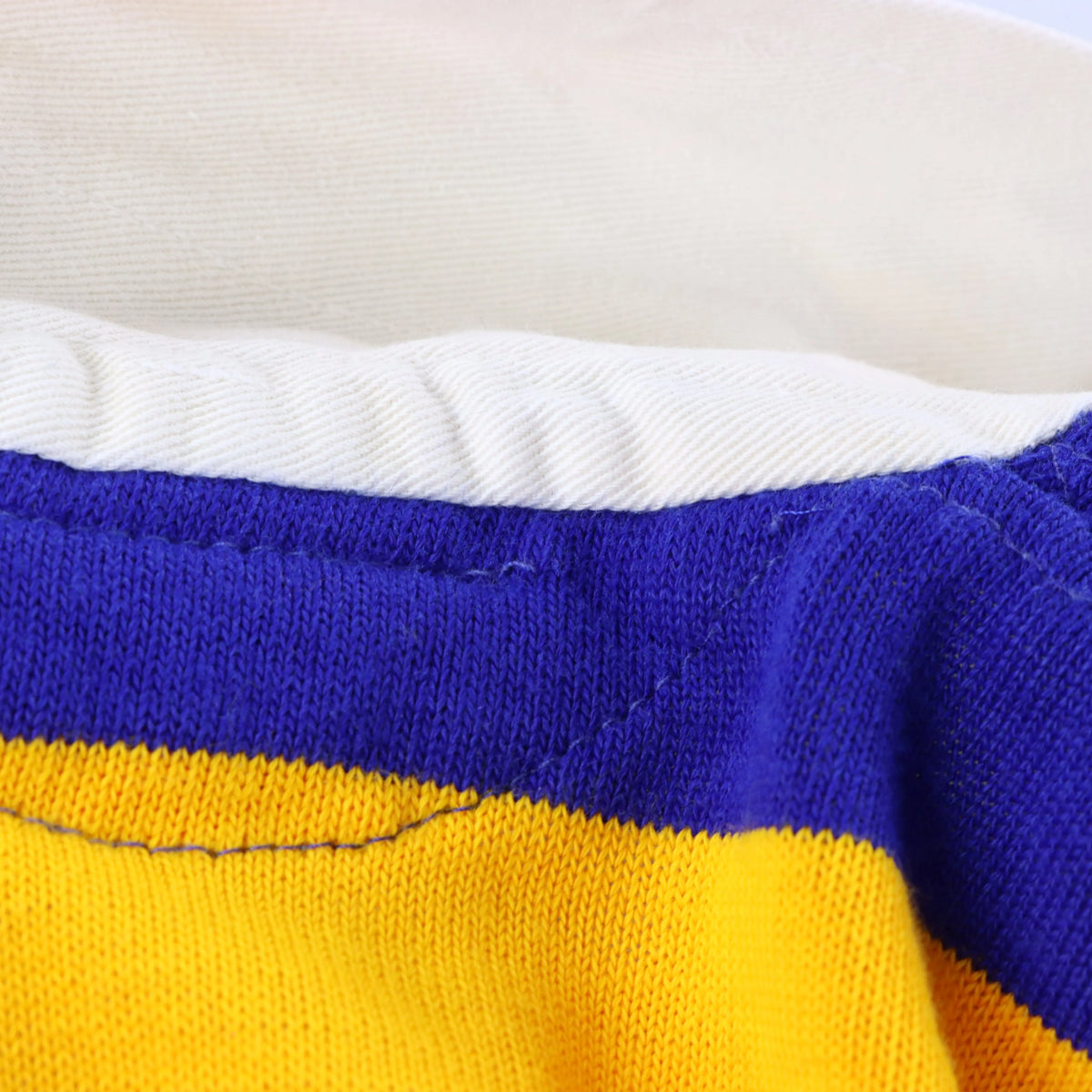 Vintage English Made Blue & Yellow Single Stitch EUROPA Knit Rugby Jumper (M TALL)