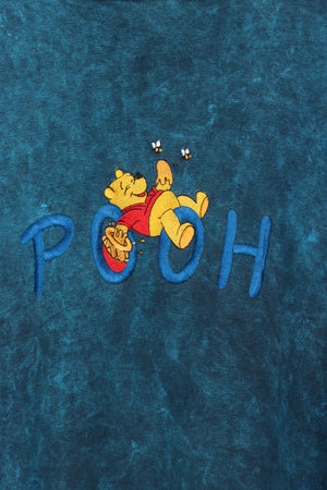 DISNEY Winnie The Pooh Blue Acid Wash Embroidered Sweatshirt (XL)