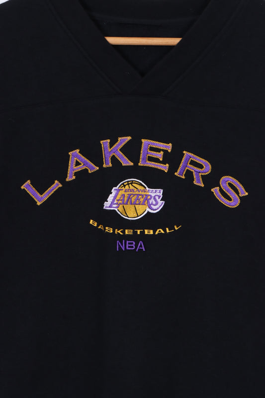 NBA LA Lakers Embroidered Spell Out Logo V-Neck Sweatshirt (XXL)