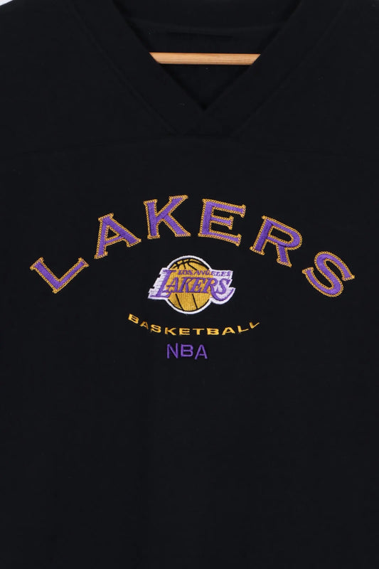 NBA LA Lakers Embroidered Spell Out Logo V-Neck Sweatshirt (XXL) Vintage Sole Melbourne