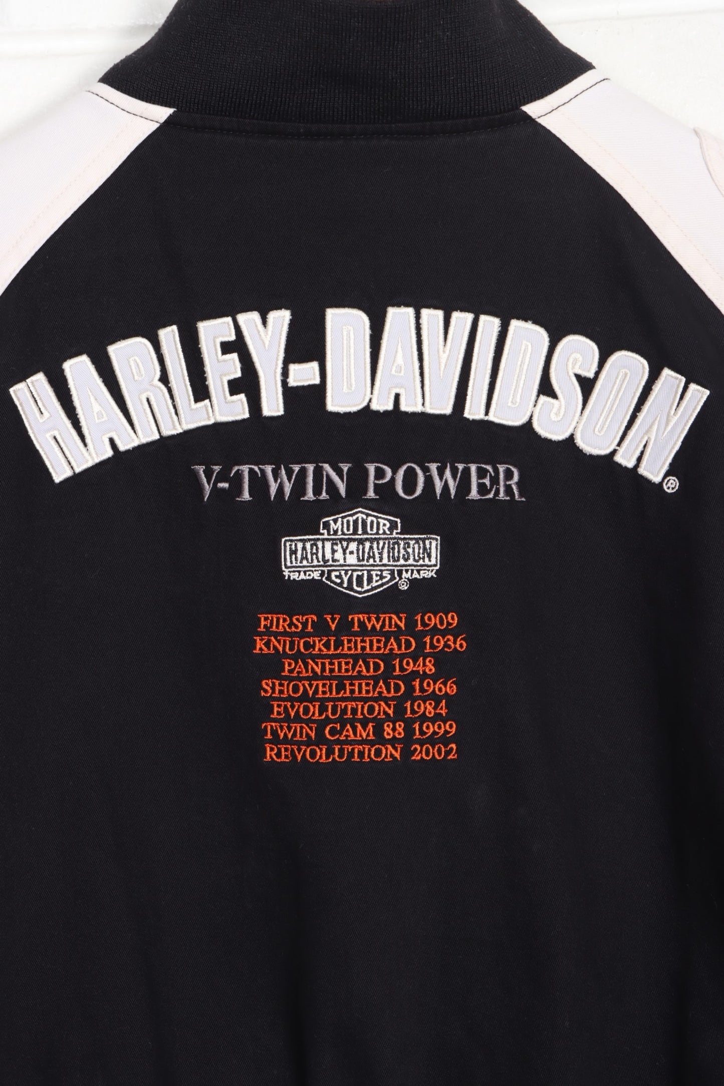 HARLEY DAVIDSON V-Twin Power Varsity Cropped Bomber Jacket (S) - Vintage Sole Melbourne
