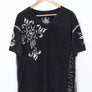 Y2K Redemption Side Stitch Detail Cross Design V-Neck Tee (XL)