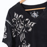 Y2K Redemption Side Stitch Detail Cross Design V-Neck Tee (XL)