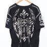 Y2K Redemption Side Stitch Detail Cross Design V-Neck Tee (XL)