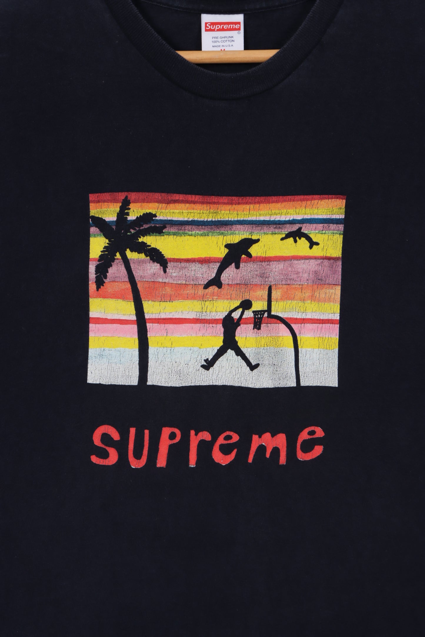 SUPREME Dolphins Dunk Black T-Shirt USA Made (M)