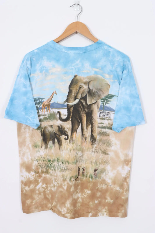 RAINFOREST CAFE 1999 Elephant Safari LIQUID BLUE T-Shirt (L) Vintage Sole Melbourne