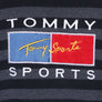 BOOTLEG Tommy Hilfiger Sports Big Box Logo Textured Striped T-Shirt (L)