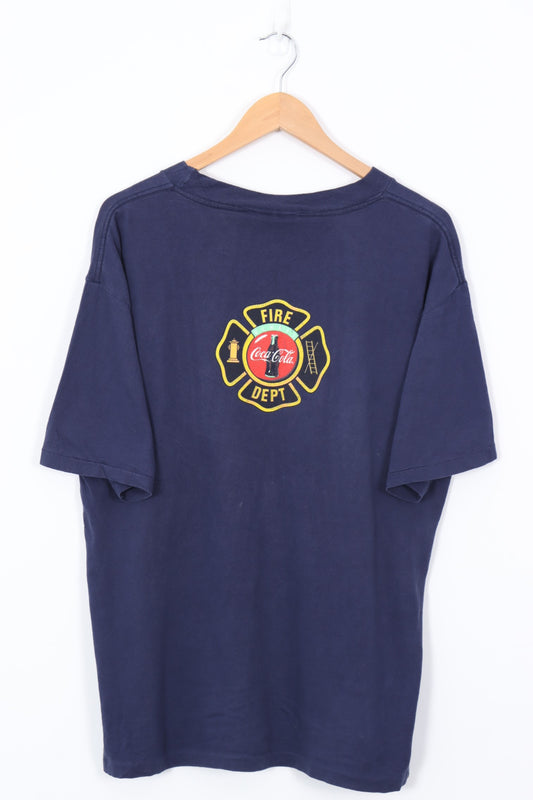 1996 Vintage COCO COLA Polar Bear Fire Fighter Dalmatian Tee (L)