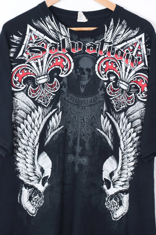 Y2K Salvation Gothic Skulls Red & Black T-Shirt (XL-XXL) Vintage Sole Melbourne
