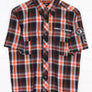 HARLEY DAVIDSON Black & Orange Plaid Short Sleeve Shirt (S)