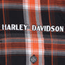 HARLEY DAVIDSON Black & Orange Plaid Short Sleeve Shirt (S)