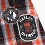 HARLEY DAVIDSON Black & Orange Plaid Short Sleeve Shirt (S)