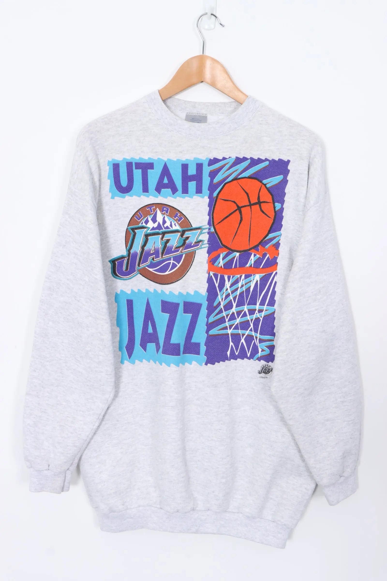 NBA Utah Jazz 90s Retro LOGO Sweatshirt USA Made (L TALL