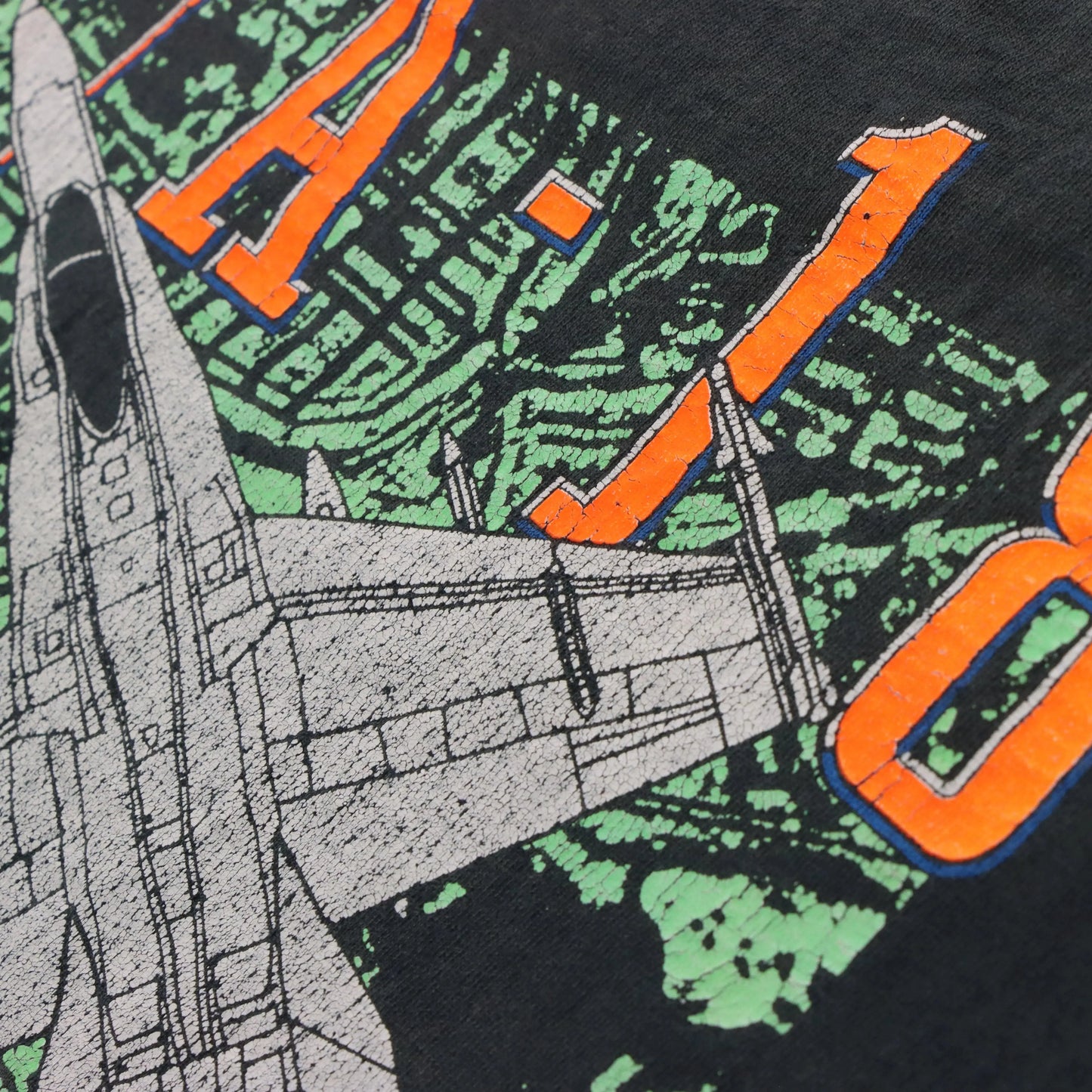Vintage 1991 Black & Neon F/A-18 Hornet Fighter Jet Single Stitch Tee USA Made (L-XL) Vintage Sole Melbourne
