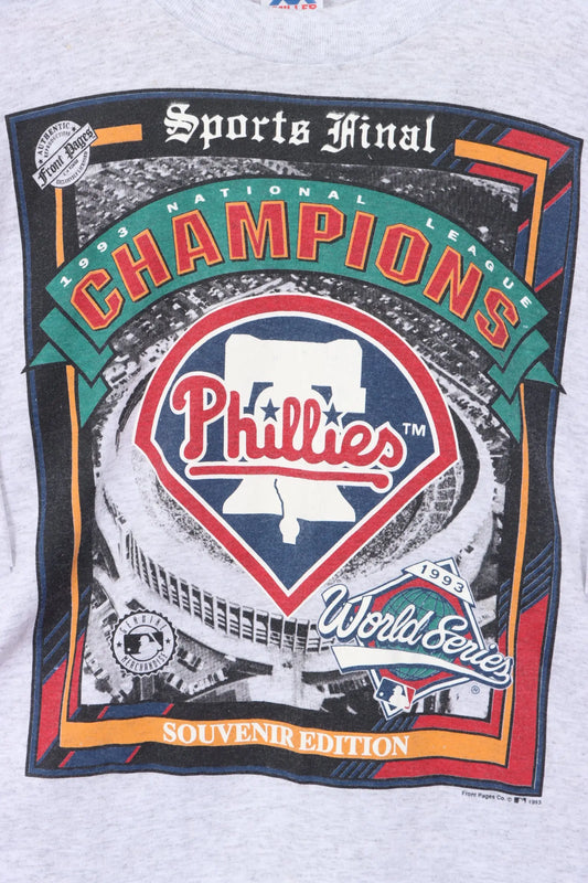 1993 Phillies National League USA Made 50/50 Grey T-Shirt (L) Vintage Sole Melbourne