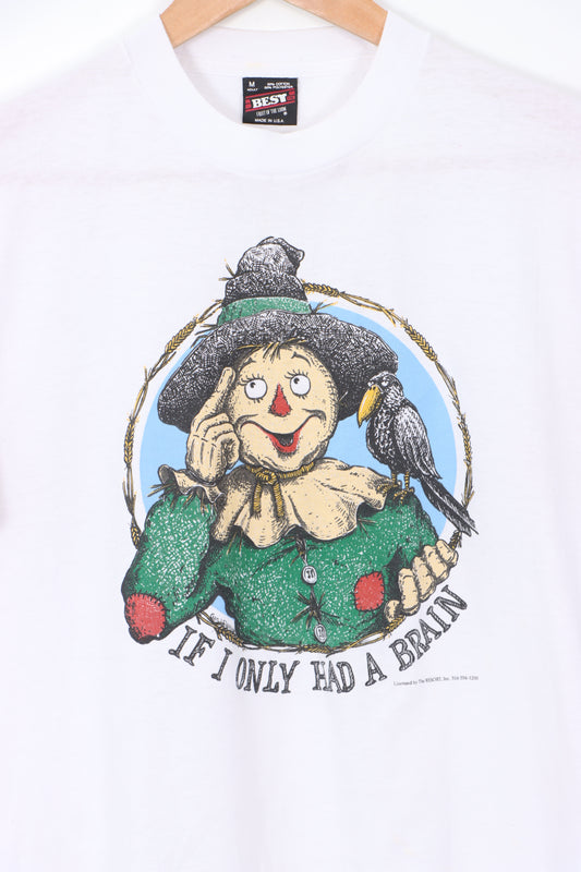 'If Only I Had a Brain' Scarecrow USA Made 50/50 White Vintage T-Shirt (M)