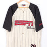ESPN Classic Baseball Style Linen Blend Stripe Short Sleeve Shirt (L)