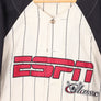ESPN Classic Baseball Style Linen Blend Stripe Short Sleeve Shirt (L)