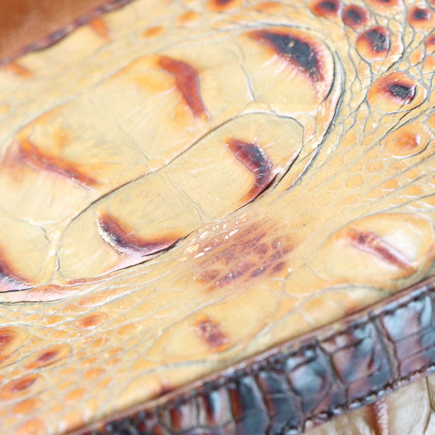 BRAHMIN Vintage 'Kirby' Crocodile Embossed Toasted Almond Leather Shoulder Bag