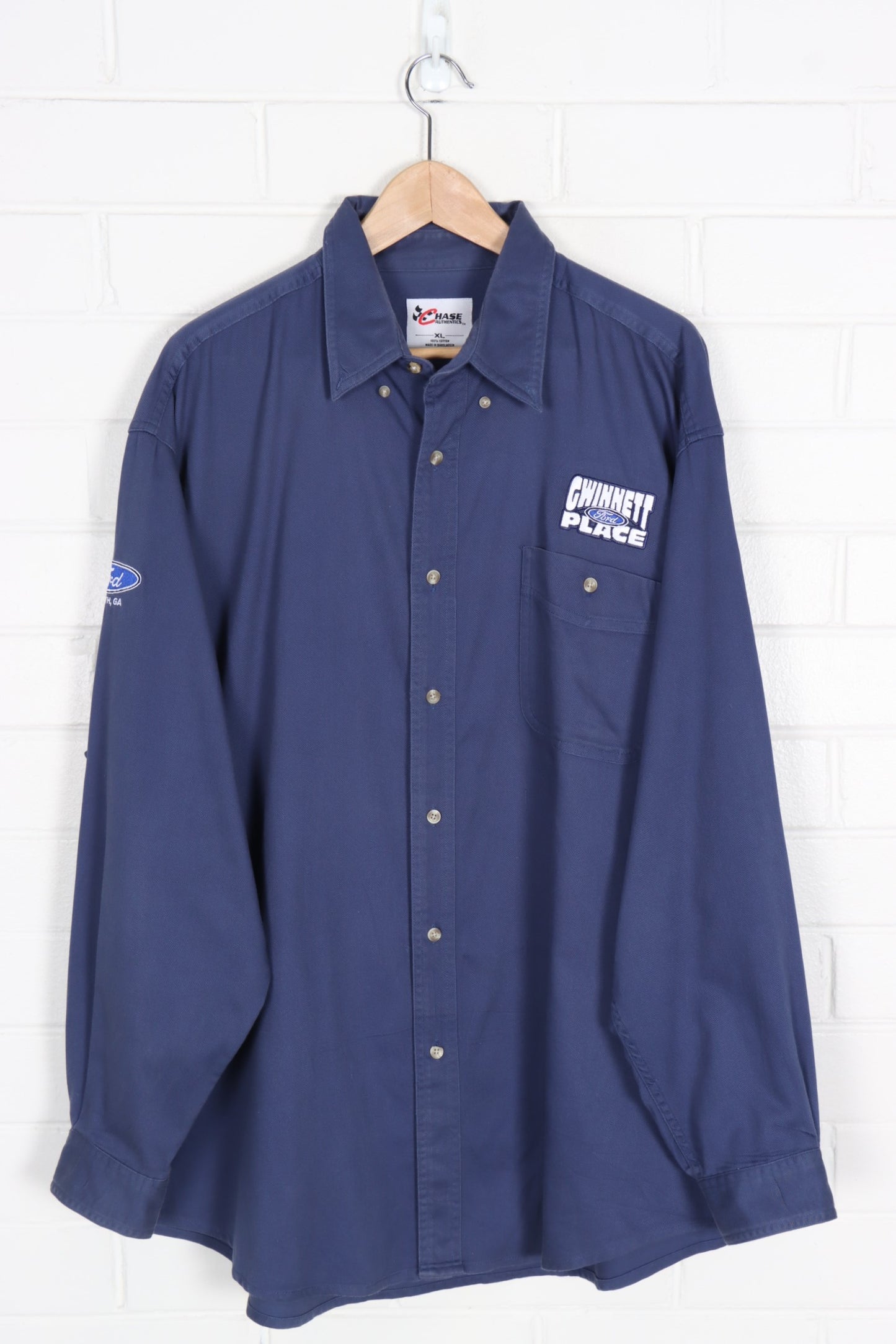 FORD USA Dealership Navy Embroidered Long Sleeve Car Shirt (XXXL)