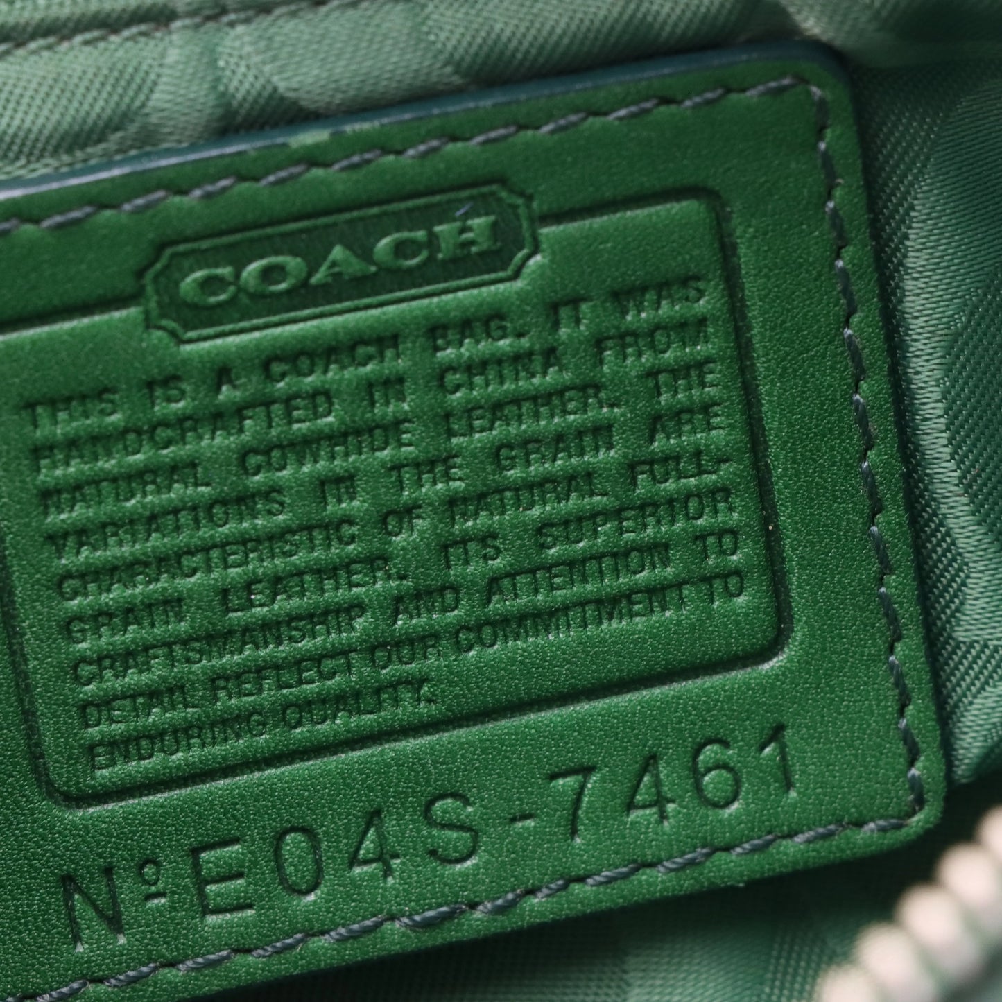 COACH 7461 Vintage Hampton Mini Demi Baguette Kelly Green Leather Bag