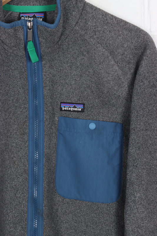 PATAGONIA Grey & Blue Pocket Zip Up Fleece (M)