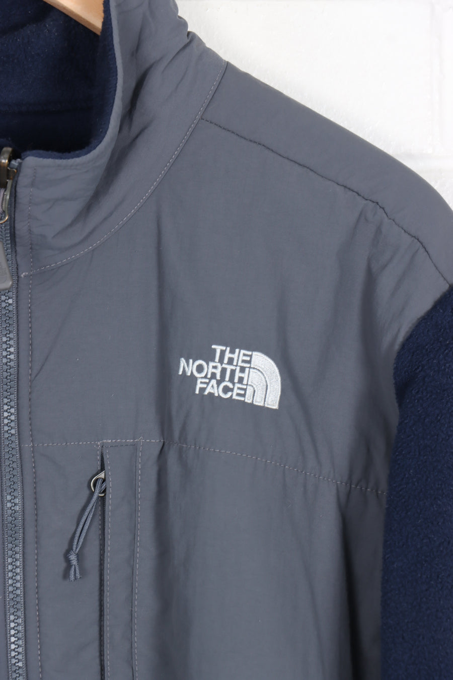THE NORTH FACE Navy & Grey Panel Zip Up Fleece Jacket (L-XL)