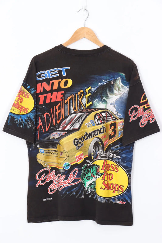 VINTAGE 1998 NASCAR Dale Earnhardt Bass Pro All Over Tee (L-XL) Vintage Sole Melbourne
