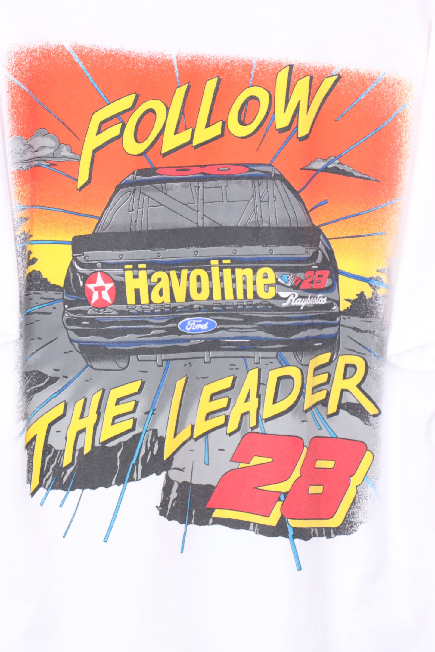 1996 NASCAR 'In Your Face' #28 Ernie Irvan USA Made Racing Tee (XXL)