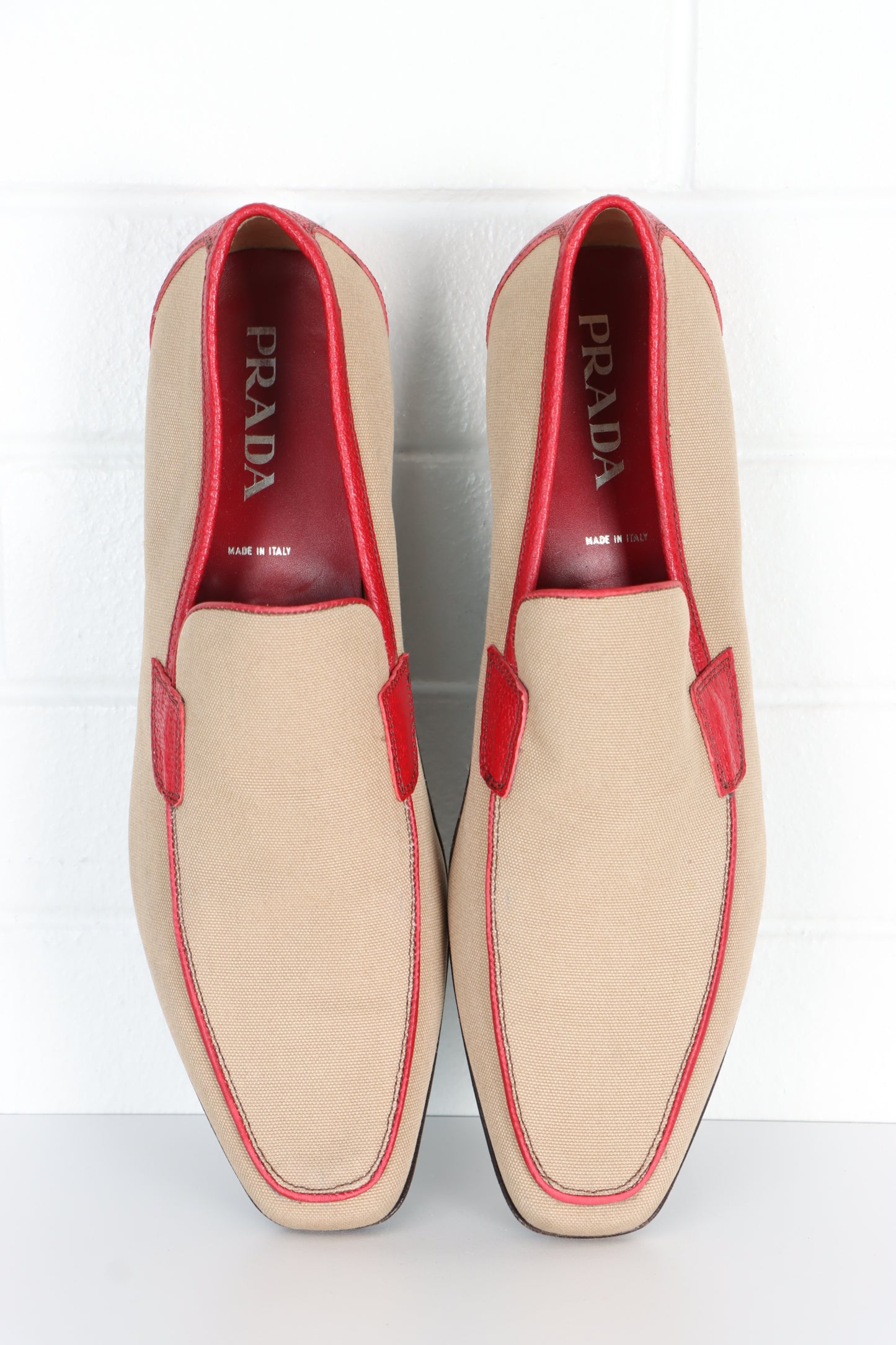 PRADA Beige & Red Loafers Italy Made (12)