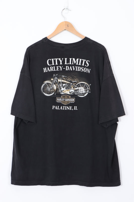 City Limits HARLEY DAVIDSON Bike Skeleton Black T-Shirt (XXL)