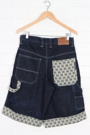 BOOTLEG Gucci Monogram High Waisted Denim Carpenter Jorts Shorts (S)