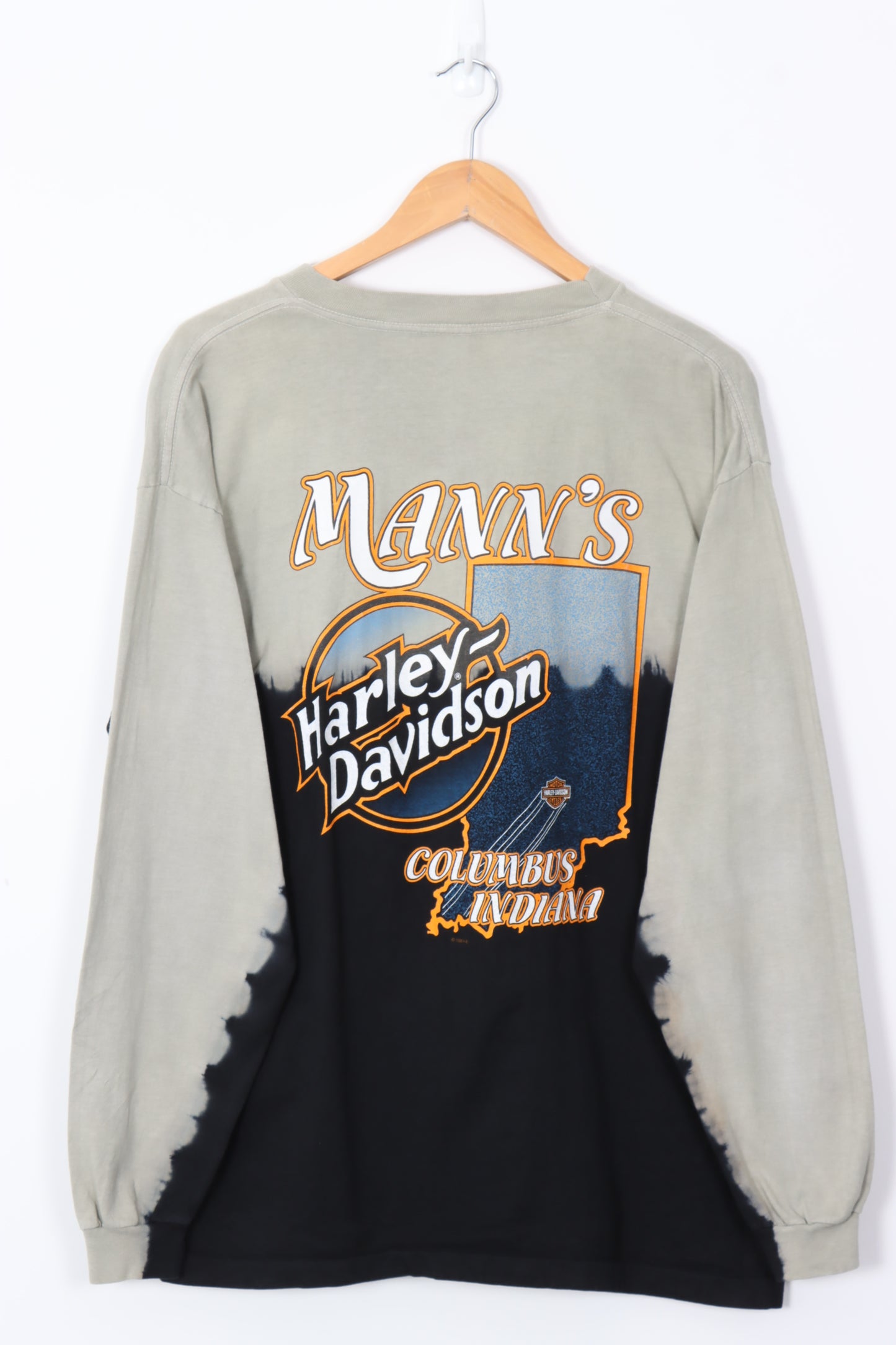 HARLEY DAVIDSON Mint & Black Tie-Dye Long Sleeve USA Made Tee (L-XL)