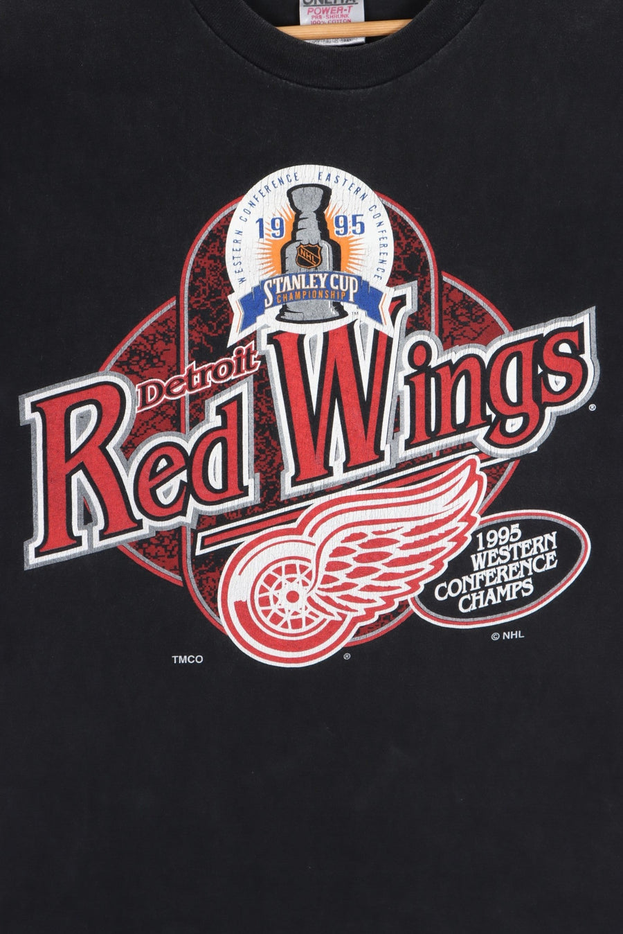 NHL Detroit Red Wings 1995 Stanley Cup Champs Single Stitch Tee USA Made (L)