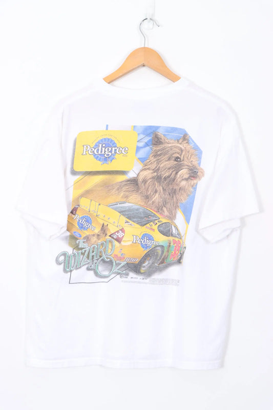 NASCAR 'He's Dog Gone' #38 Elliot Sadler White T-Shirt (L-XL) Vintage Sole Melbourne