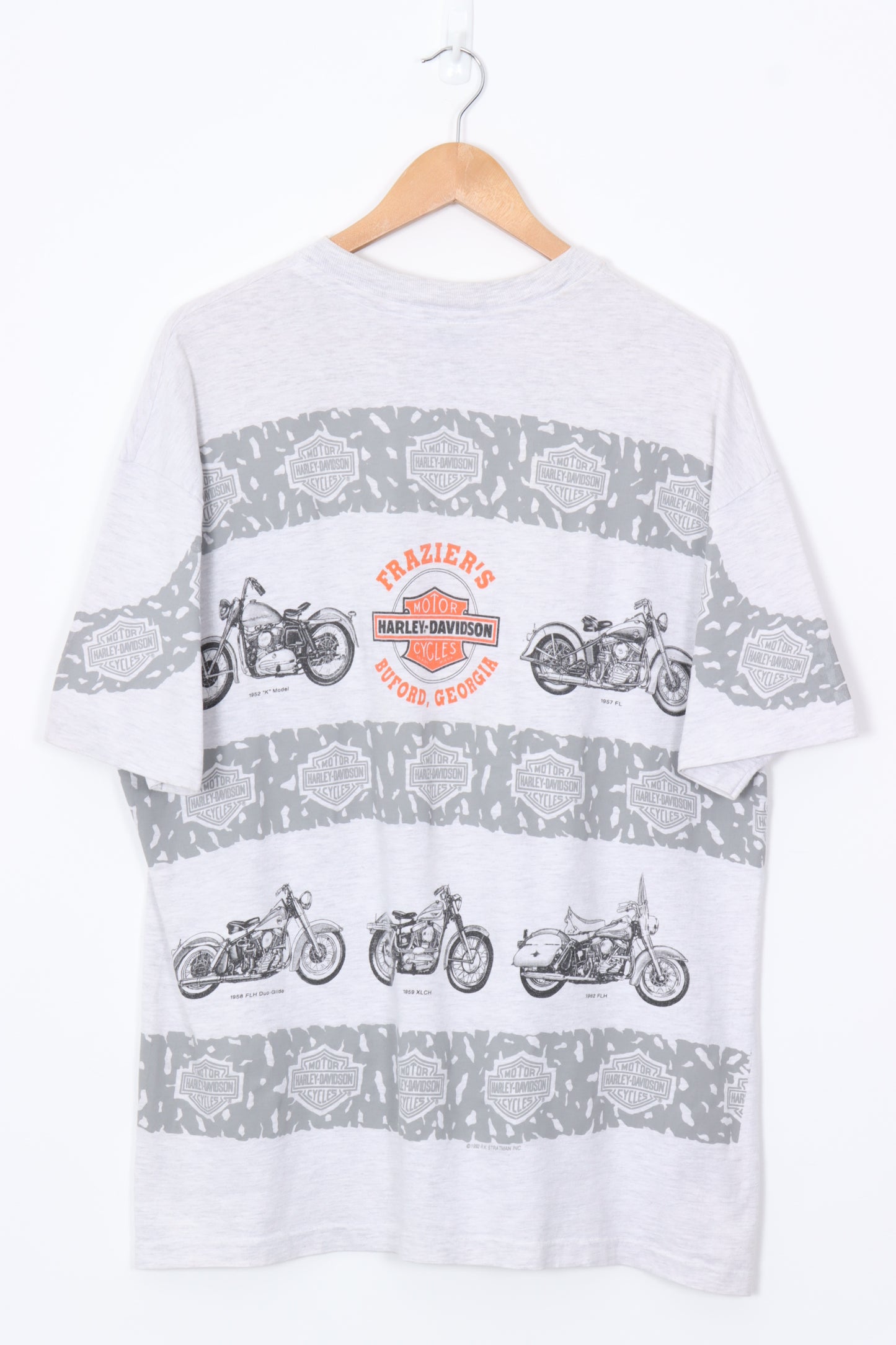 HARLEY DAVIDSON Classic Bikes All Over Striped Graphic Tee USA Made(XL)