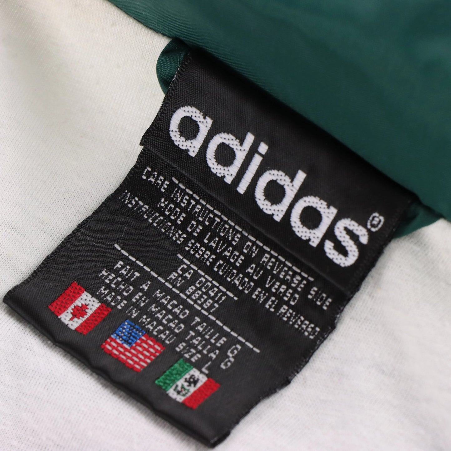 ADIDAS 80's Embroidered Logo Green & White Block Colour Windbreaker Jacket (XL)