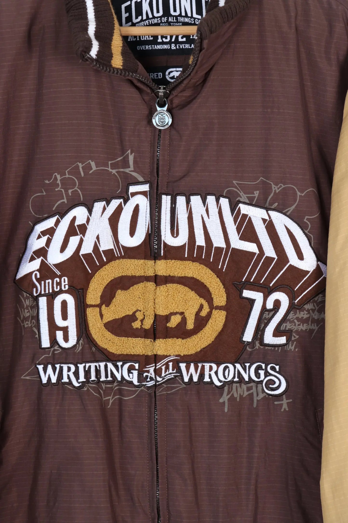 ECKO UNTLD Brown Plush Embroidered Jacket (XL) Vintage Sole Melbourne