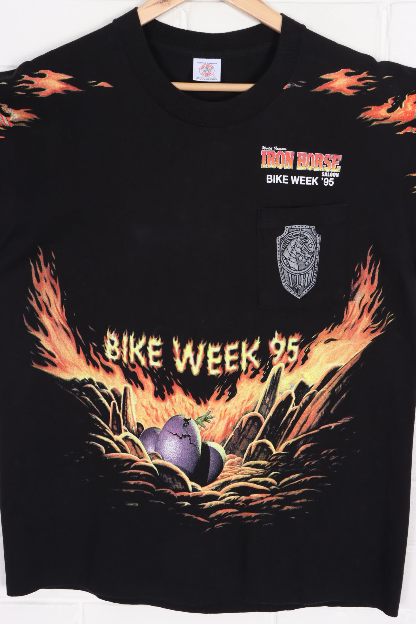Iron Horse Saloon 1995 Bike Week All Over Single Stitch T-Shirt USA Made (M-L)