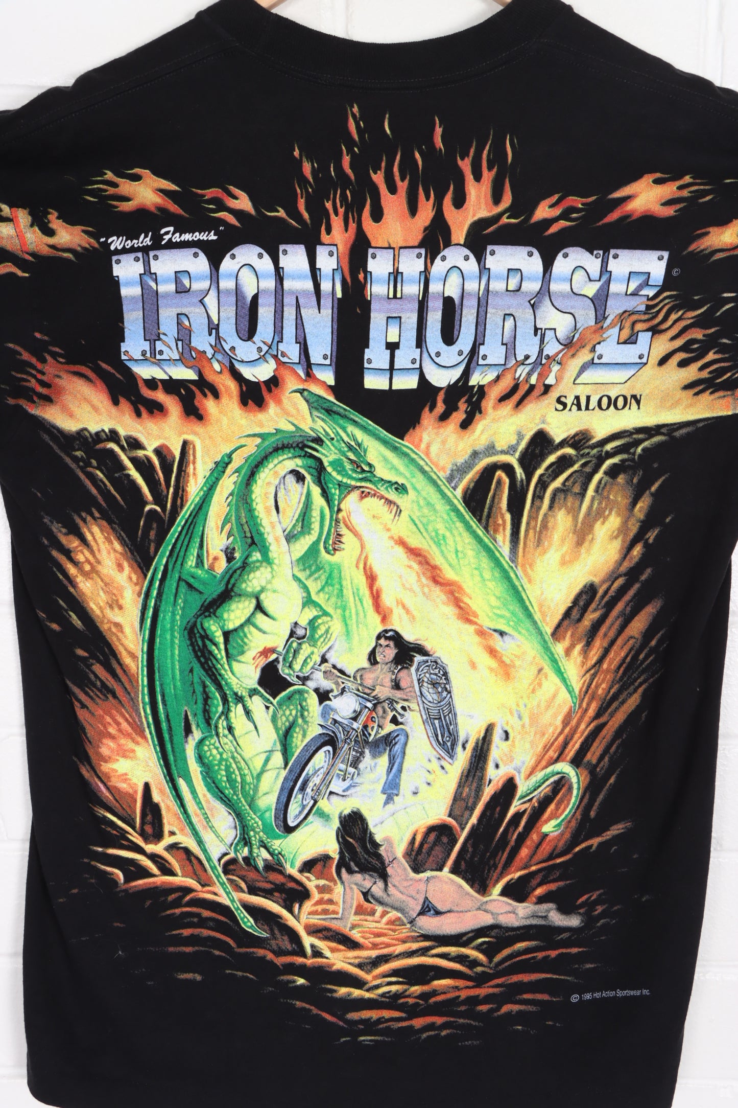 Iron Horse Saloon 1995 Bike Week All Over Single Stitch T-Shirt USA Made (M-L)