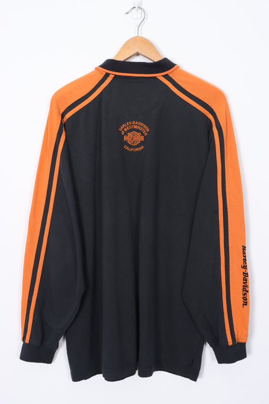 HARLEY DAVIDSON Embroidered Long Sleeve Polo Shirt (XL-XXL)