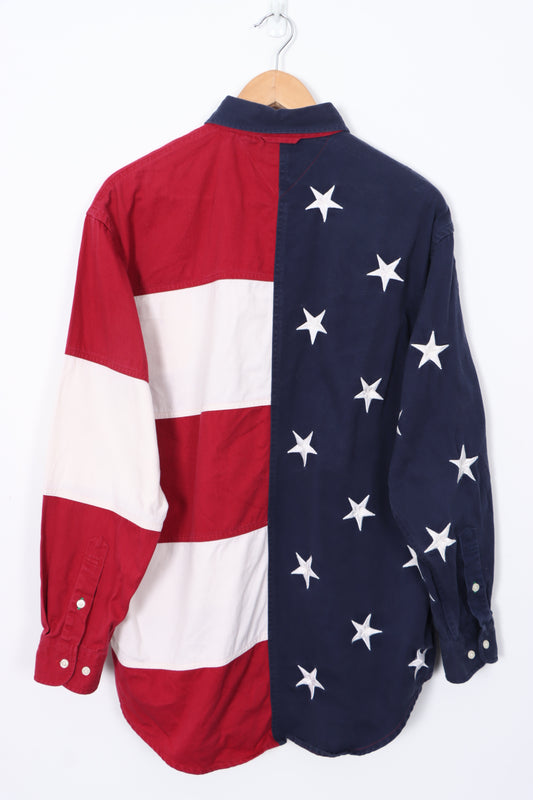 TOMMY HILFIGER 90s Stars & Stripes USA Flag Button Up Shirt (S)