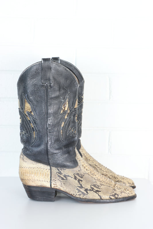 Vintage Python Leather Narrow Cowboy Boots (9)