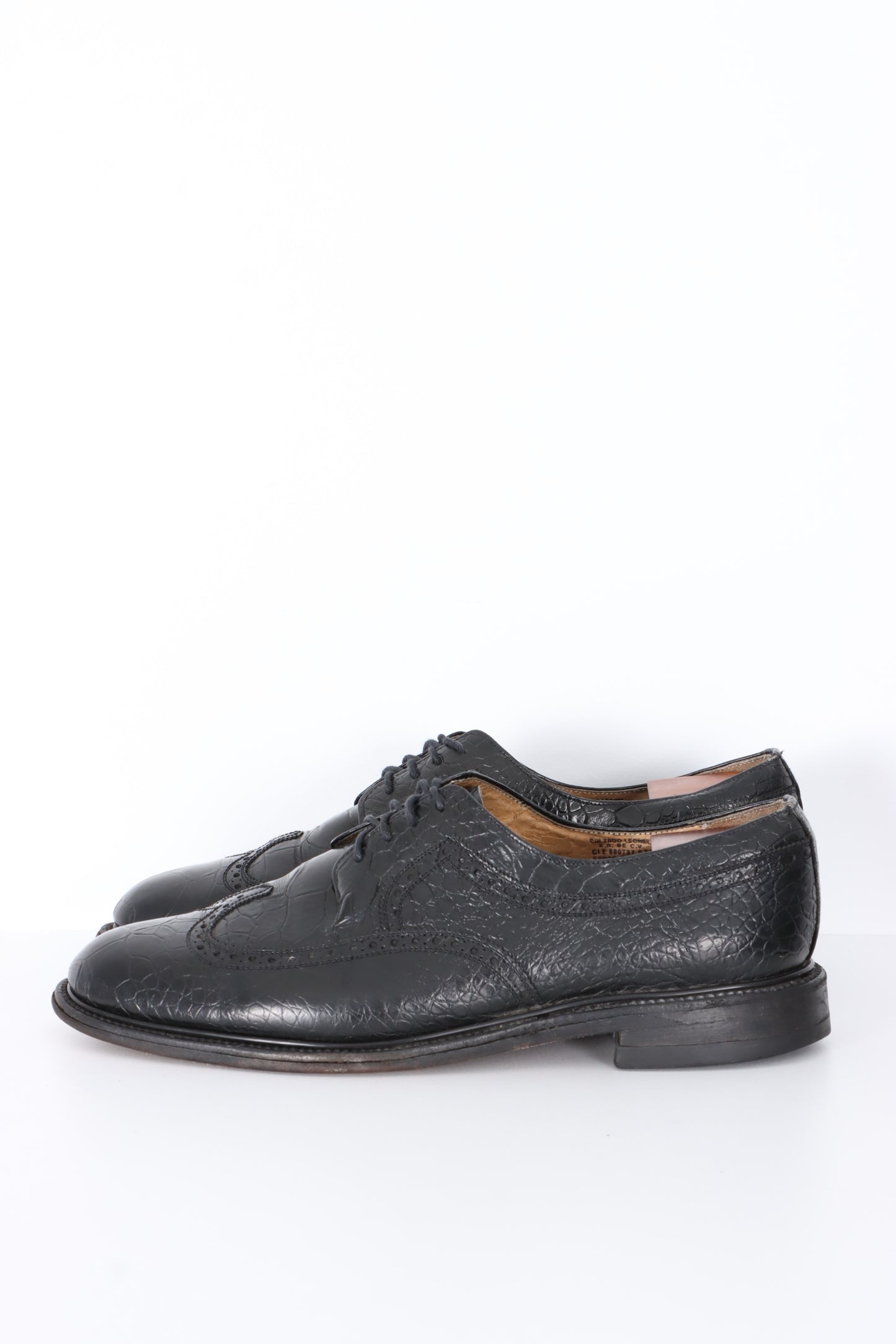 CALZADO LEONEL Black Croc Leather Wingtip Brogues (8.5-9)