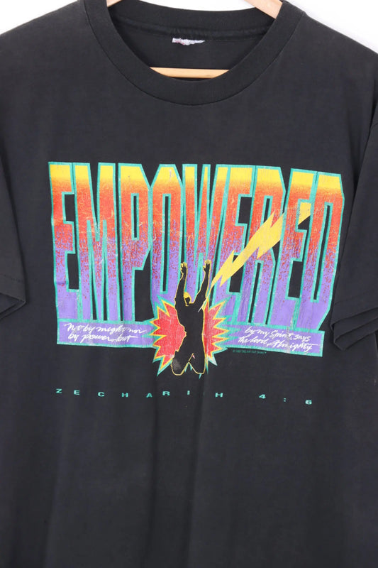 EMPOWERED Zechariah 4:6 Christian Bible Quote Tee (S-M) Vintage Sole Melbourne